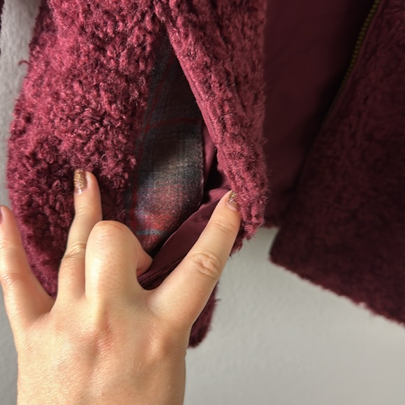 Pendleton Burgundy Sherpa Wool Blend Full Zip Jacket - Picture 11 of 12